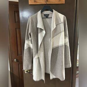 Tahari Pure Luxe 100% Cashmere duster Sweater Size Medium